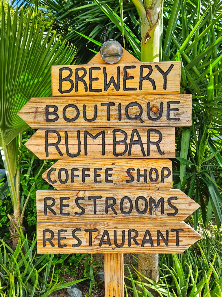 Directional sign at Cooper Island Beach Club